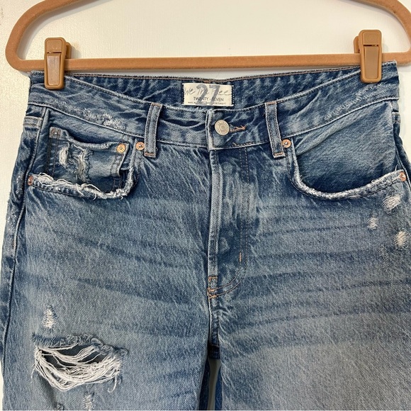 Free People Good Times Relaxed Distressed Jeans Womens 27 Blue - Picture 6 of 10